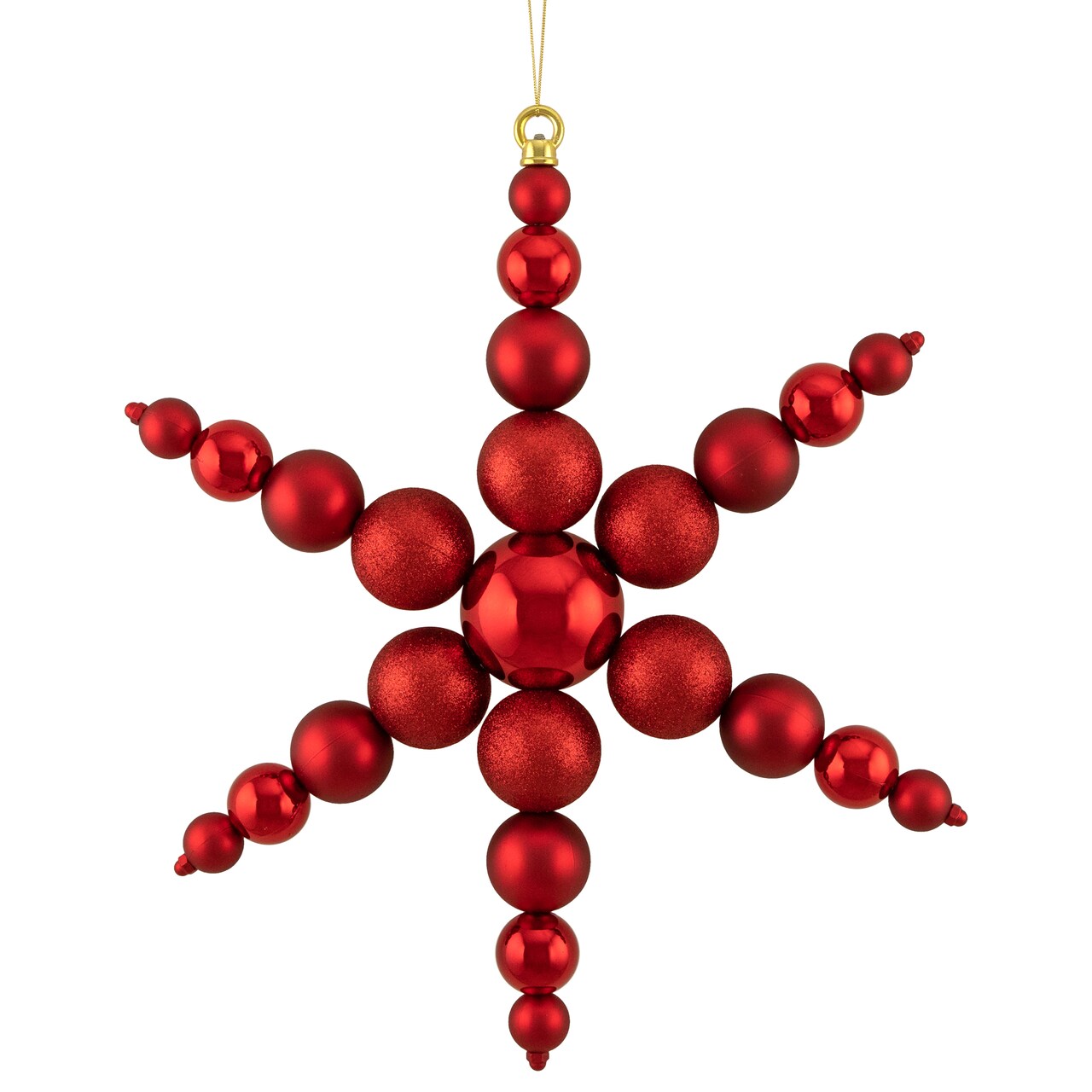 Northlight 3-Finish Snowflake Commercial Christmas Ornament - 18" - Red